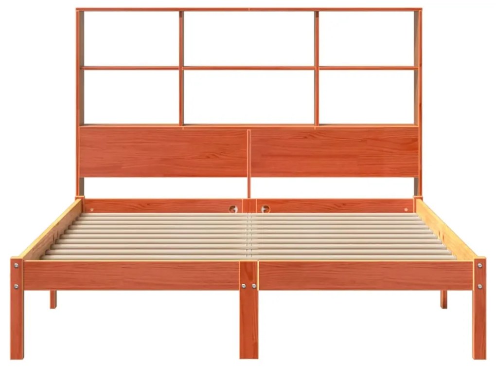 Cama c/ estante sem colchão 120x200cm pinho maciço castanho-mel
