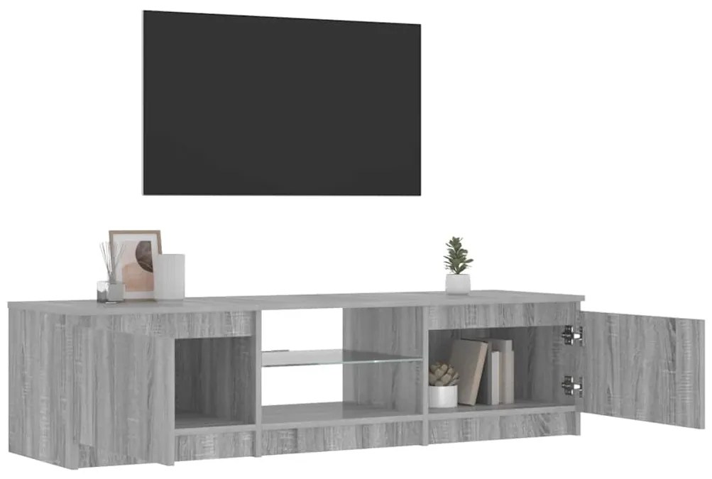 Móvel de TV com luzes LED 140x40x36 cm cinzento sonoma