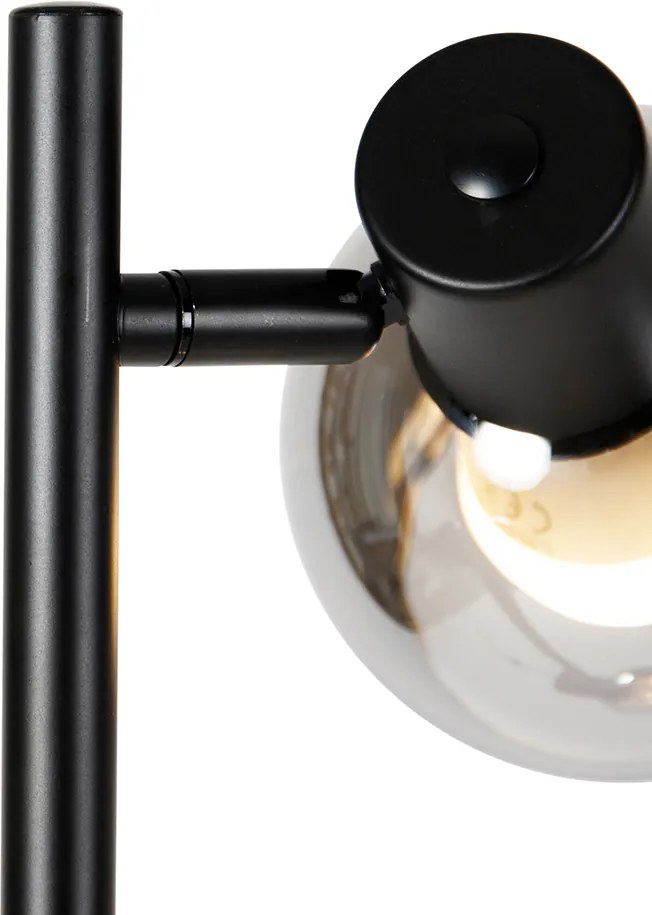 Candeeiro de pé inteligente preto com vidro fumê incl. 3 Wifi P45 - Vidro