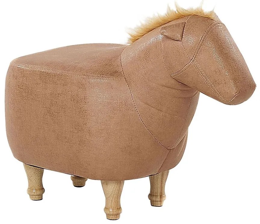 Tamborete animal em pele sintética cor de areia HORSE Beliani