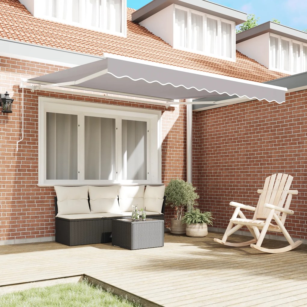 Toldo Retrátil Manual vidaXL Cinza Claro 350x250 cm