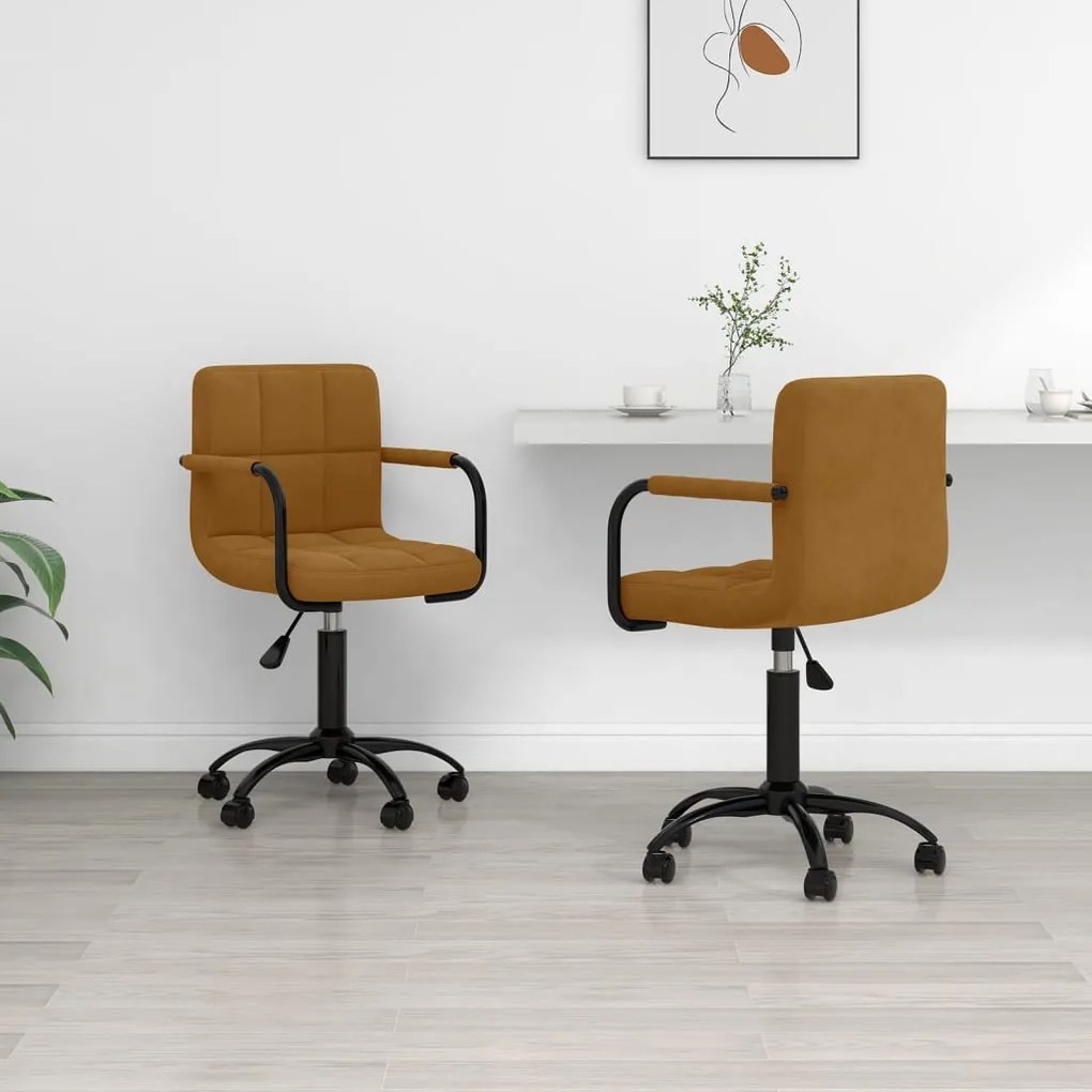 vidaXL Cadeiras de jantar giratórias 2 pcs veludo castanho