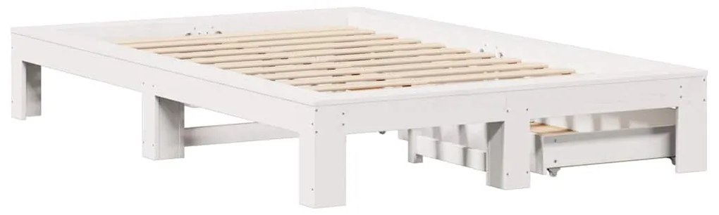 Cama sem colchão 120x200 cm madeira de pinho maciça branco
