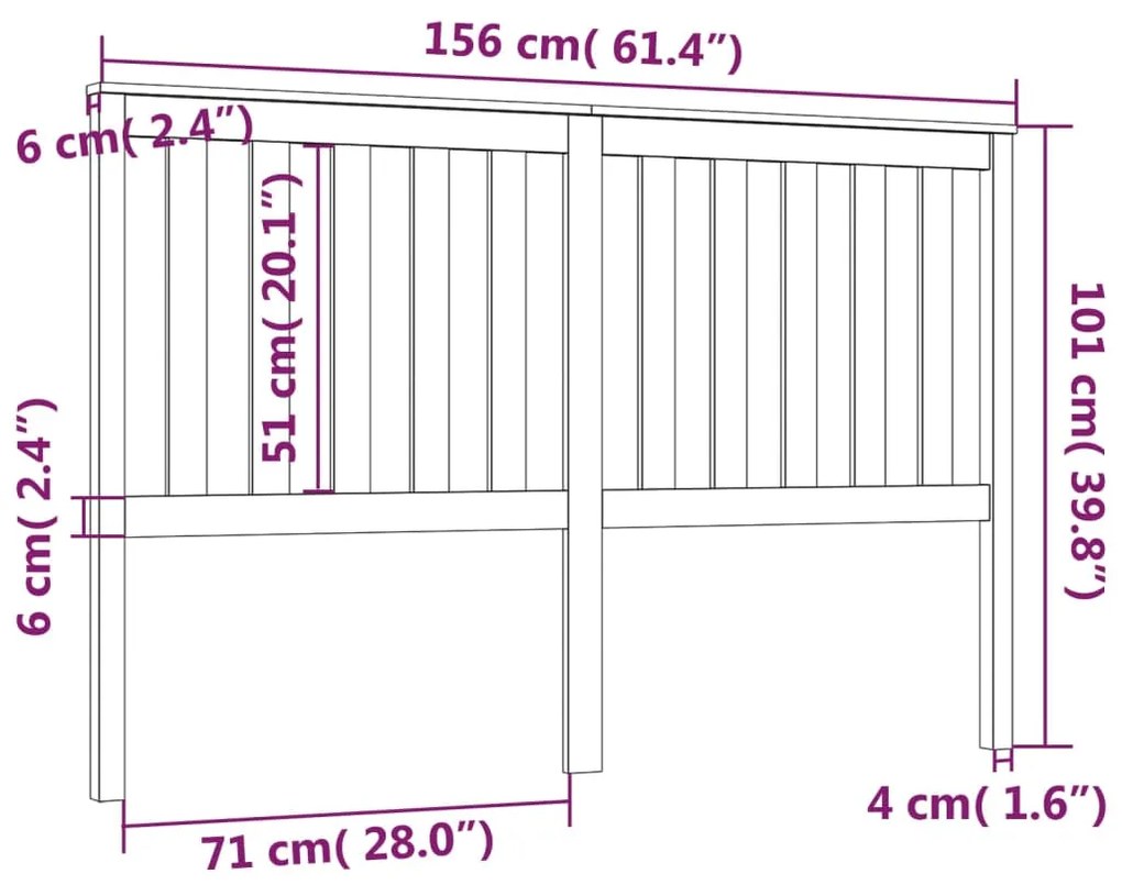 Cabeceira de cama 156x6x101 cm pinho maciço