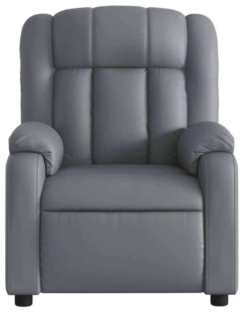 Poltrona massagens reclinável elétrica couro artif. cinzento