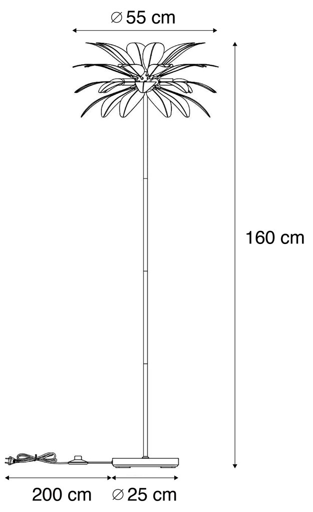 Candeeiro de pé Art Deco bege com penas brancas - Peahen Art Deco