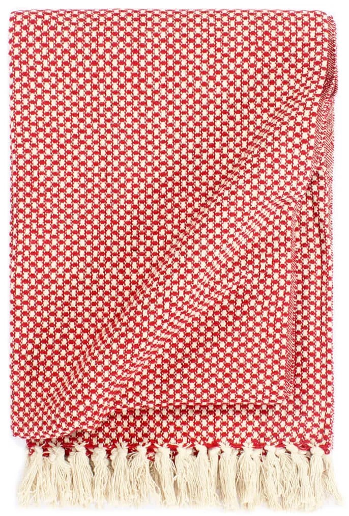 vidaXL Manta em algodão 125x150 cm vermelho