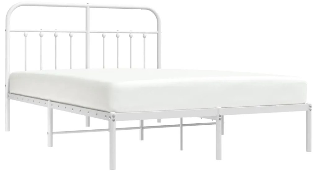 Estrutura de cama com cabeceira 140x190 cm metal branco