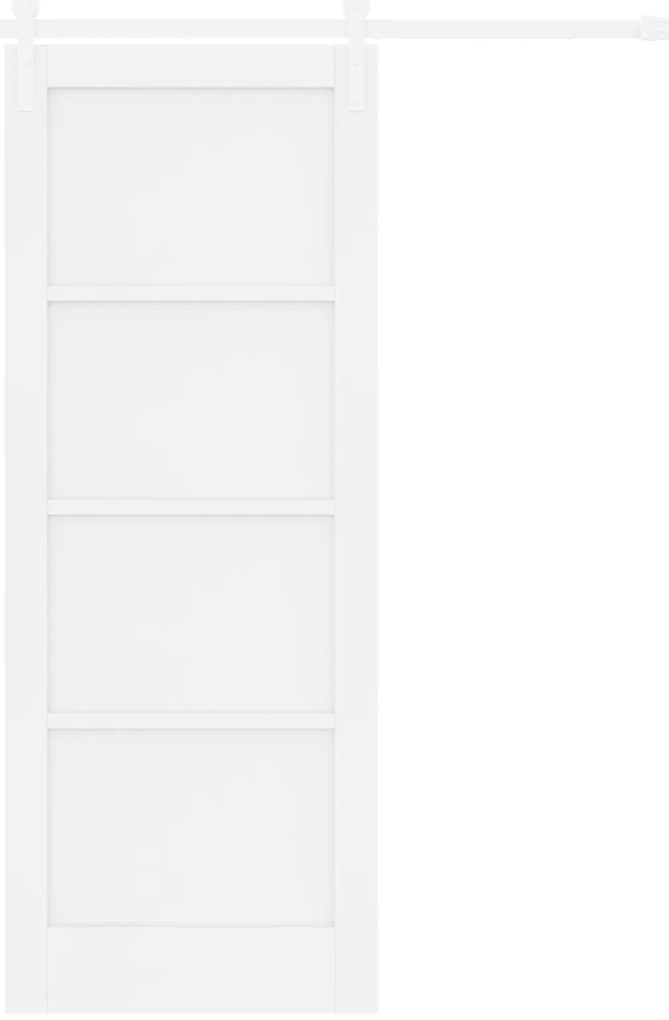 Porta Deslizante com Kit de Componentes Branca 78x202 cm Madeira Sólid