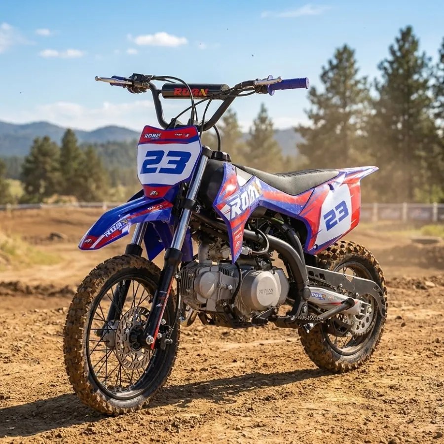 MOTO Crianças CROSS Gasolina 125CC RXF-Z ROAN Junior Manual Azul