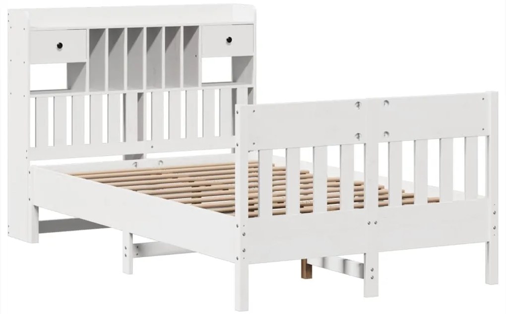 Cama sem colchão 135x190 cm madeira de pinho maciça branco