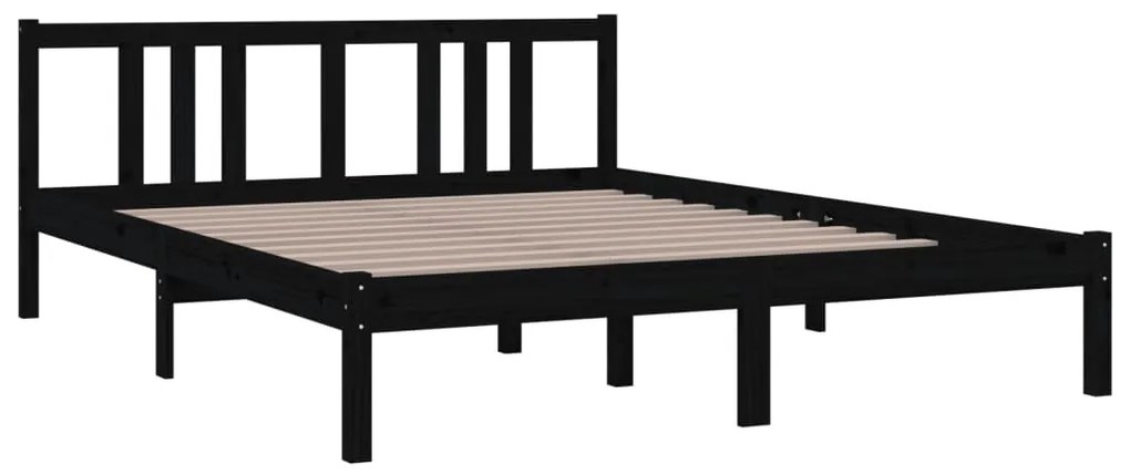 Estrutura de cama king 150x200 cm madeira maciça preto