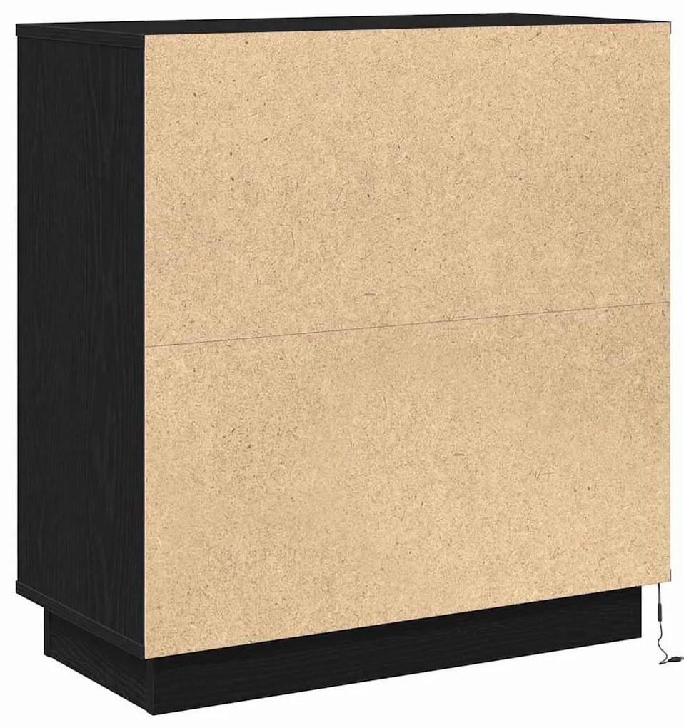 Criado-mudo vidaXL com LED Carvão Preto 71x34,5x75 cm em Madeira Engen