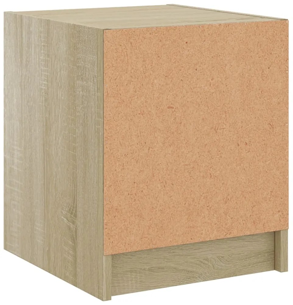 Mesa cabeceira c/ portas vidro 2 pcs 35x37x42cm carvalho sonoma