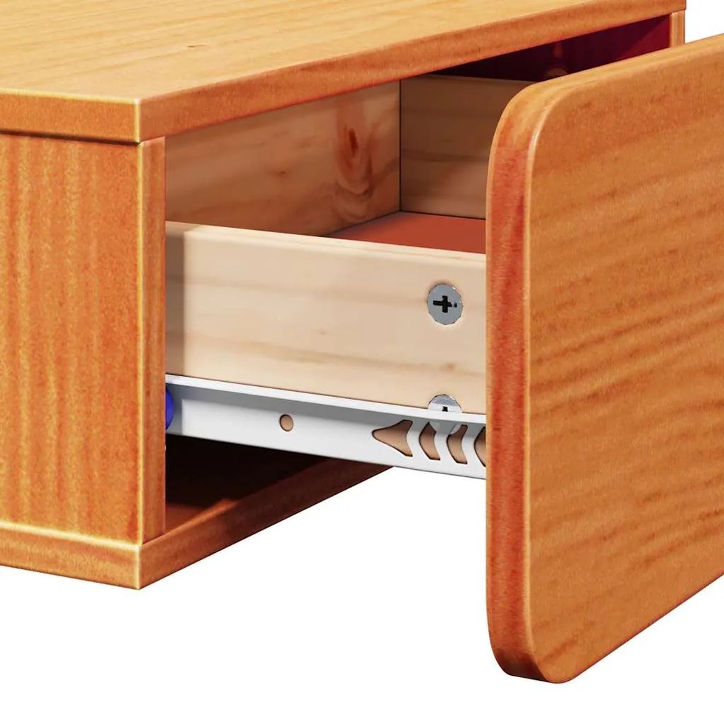 Mesa de Cabeceira Montada na Parede com gaveta Castanho-mel