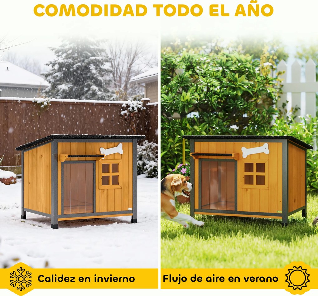Casota para Cão de Exterior, 84,5 x 62 x 65 cm, Piso Amovível Amarelo