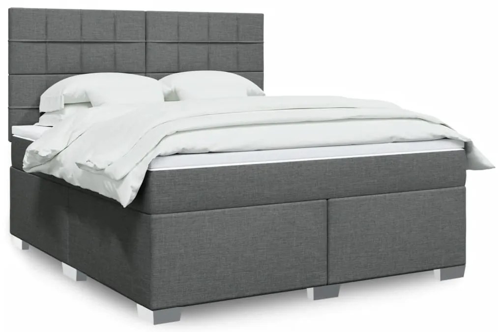 vidaXL Cama com molas/colchão 180x200 cm tecido cinzento-escuro