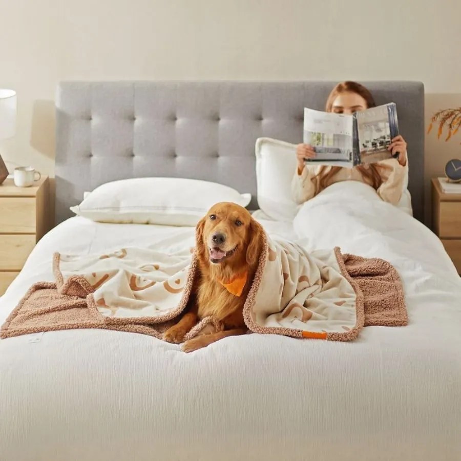 Manta para cães de grande e extragrande porte 203 x 152 cm (C x L) bege