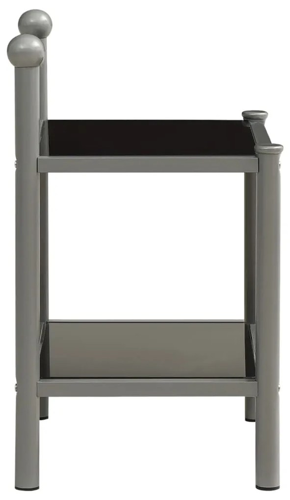 Mesa de cabeceira 45x34,5x60,5cm metal e vidro cinzento e preto