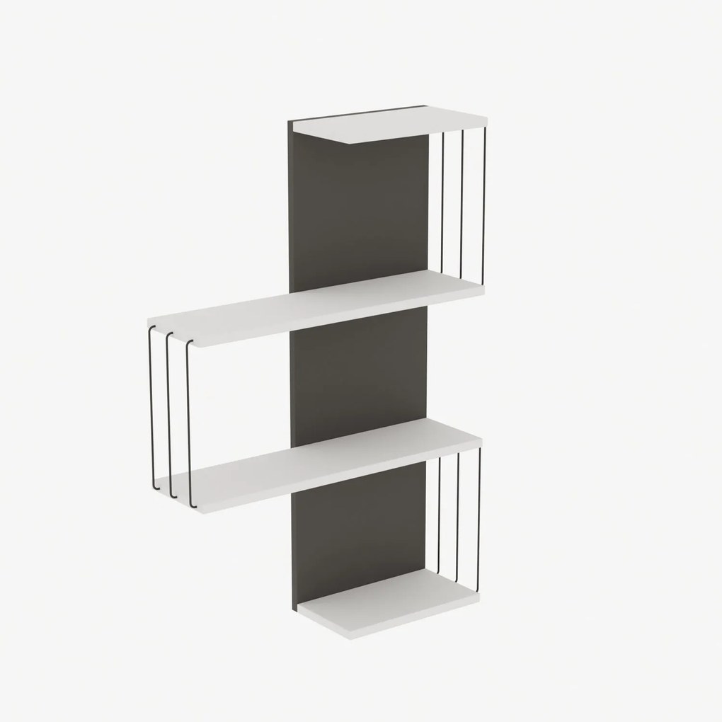 Estante de Parede Cambel – Branco e Antracite – 64x96x19 cm