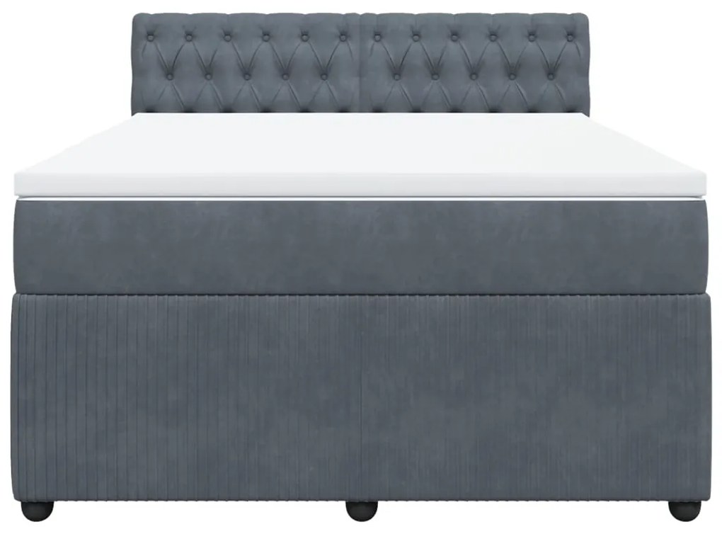 Cama com molas/colchão 160x200 cm veludo cinzento-escuro