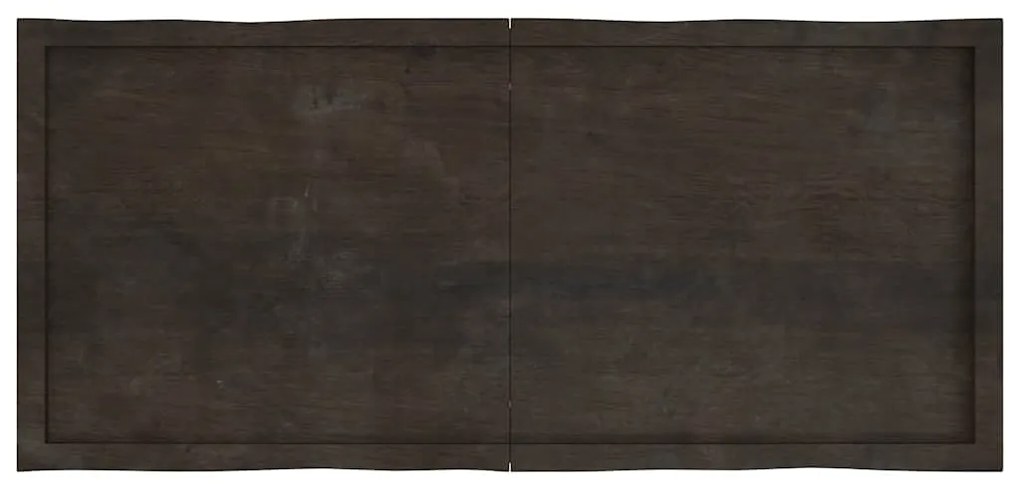 Tampo de mesa com bordas vivas maciço tratado castanho-escuro
