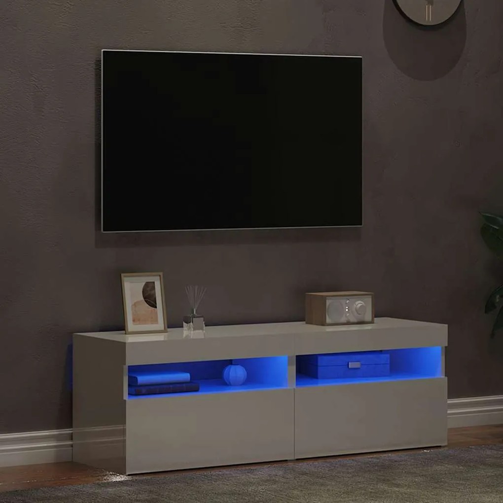 Móveis de TV com luzes LED 2 pcs 60x35x40 cm branco brilhante