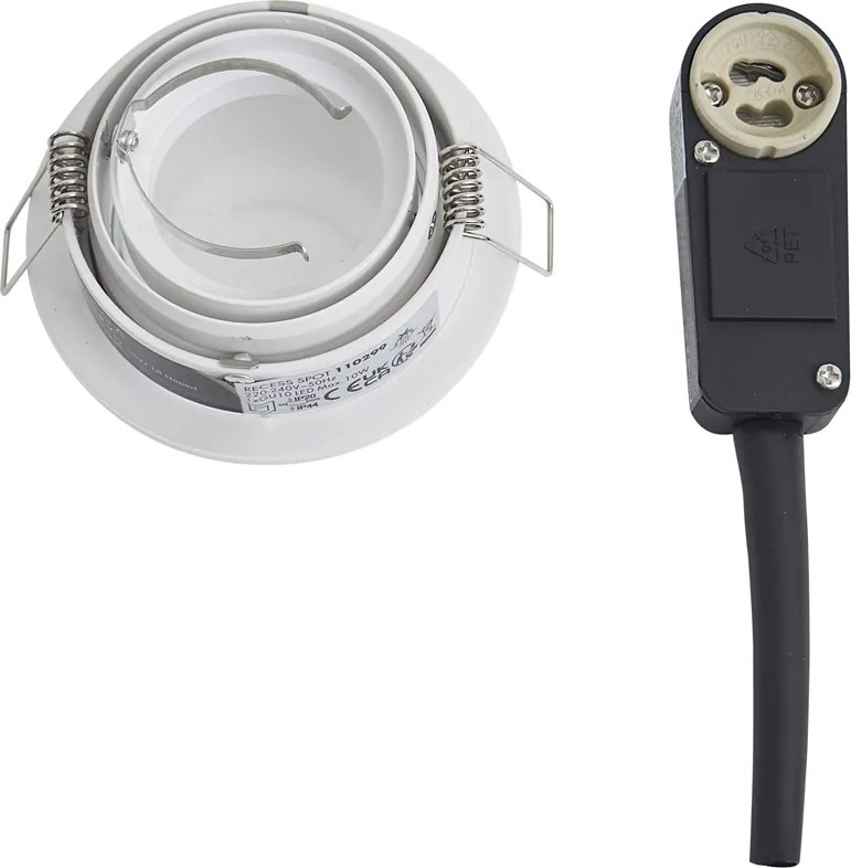 Foco embutido moderno branco giratório e inclinável IP44 - Chuck