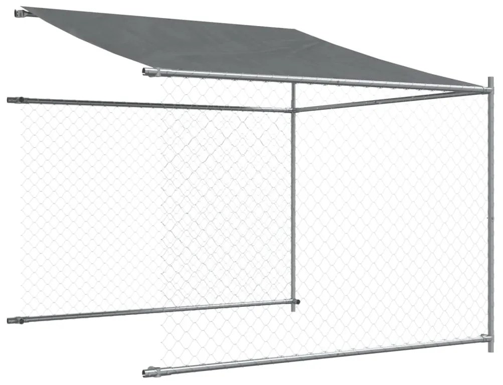 Jaula para cão com telhado/porta 8x2x2 m aço galvanizado cinza