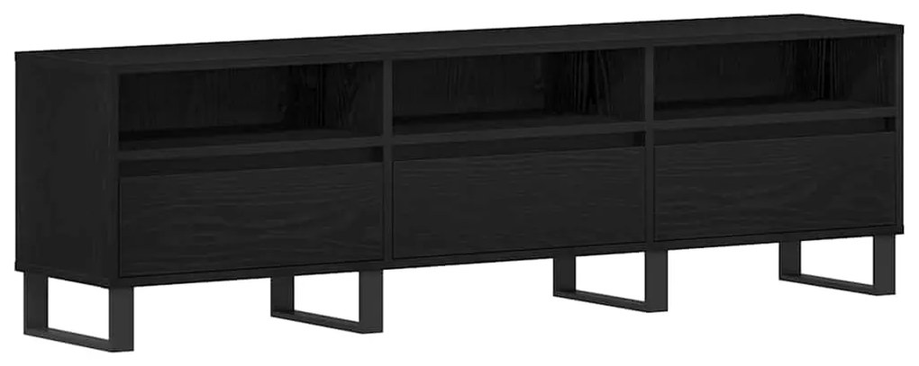 Armário para TV vidaXL Preto Carvalho 150x30x44,5 cm Madeira engenheir
