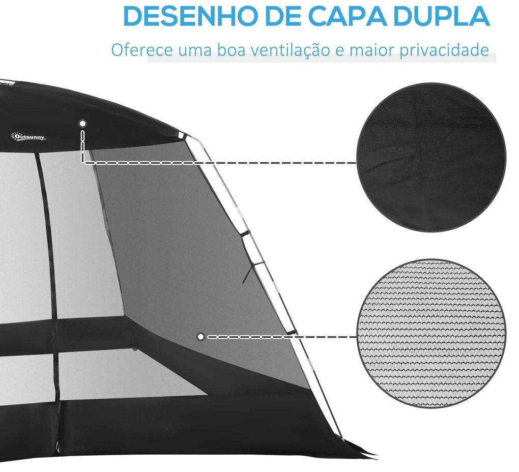 Tenda de Jardim 3x3x2m Tenda para 4-6 Pessoas com 4 Telas Mosquiteiras