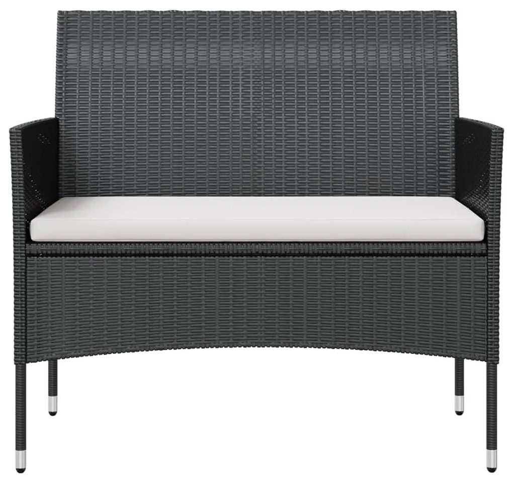 8 pcs conjunto lounge de jardim c/ almofadões vime PE preto