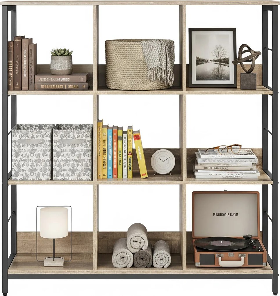 Estante para livros com 9 compartimentos 100 x 30 x 103,1 cm, castanho-preto