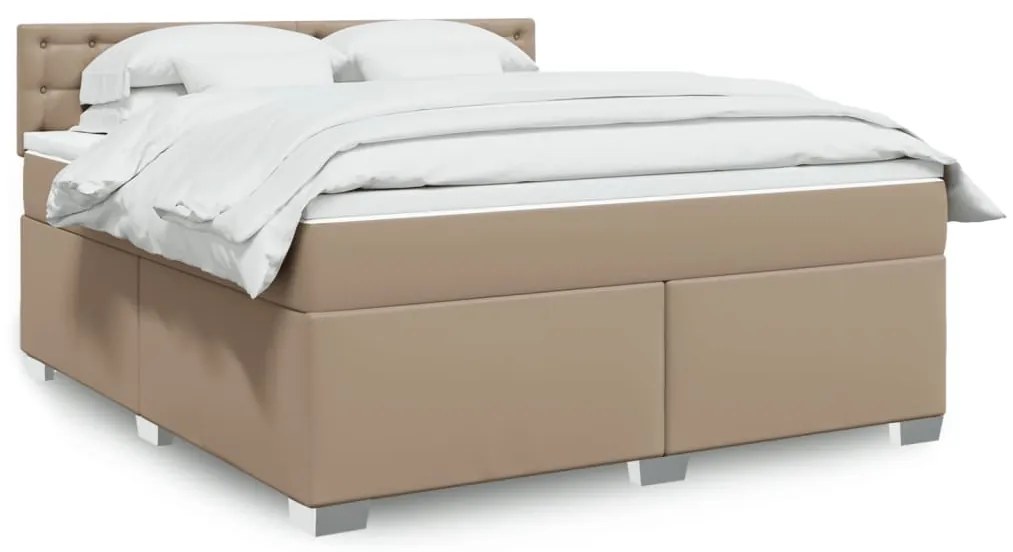 vidaXL Cama com molas/colchão 180x200 cm couro artificial cappuccino