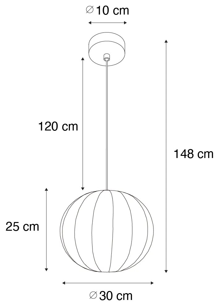 Candeeiro Pendente Japandi Seda Branca 30cm - Plu Design