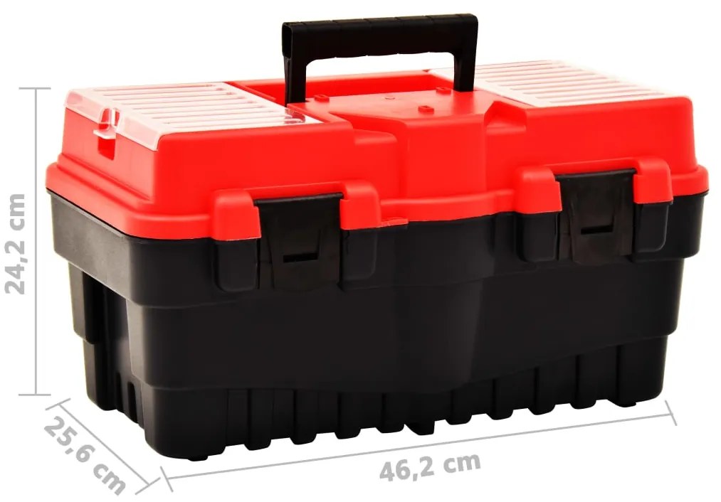 Caixa de ferramentas 462x256x242 mm plástico vermelho