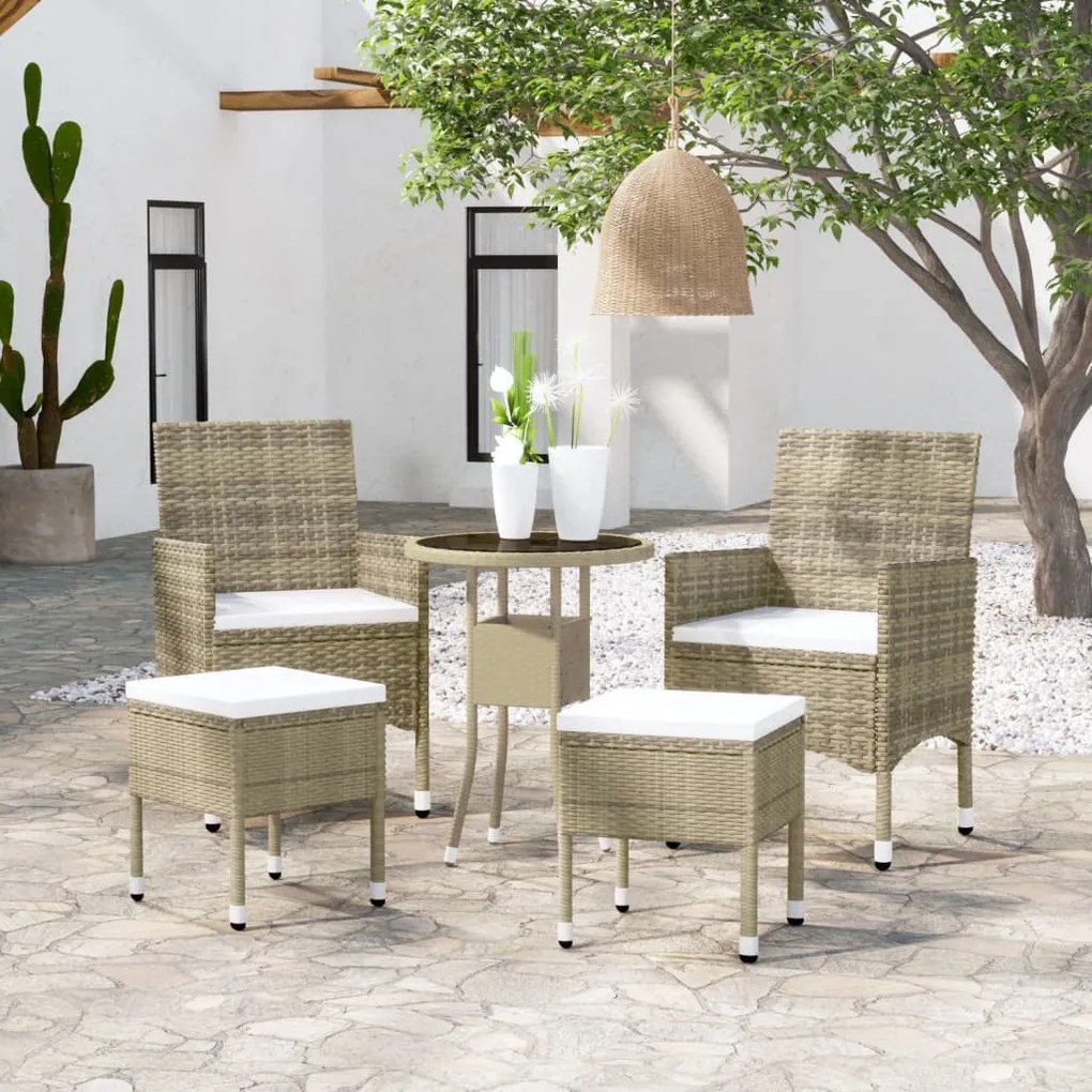 vidaXL 5 pcs conjunto lounge de jardim vime PE bege