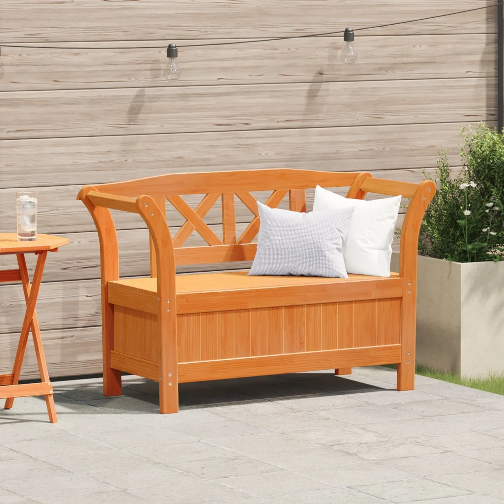 vidaXL Banco de Armazenamento Para Jardim Acácia 119x76x44 cm Madeira Sólida