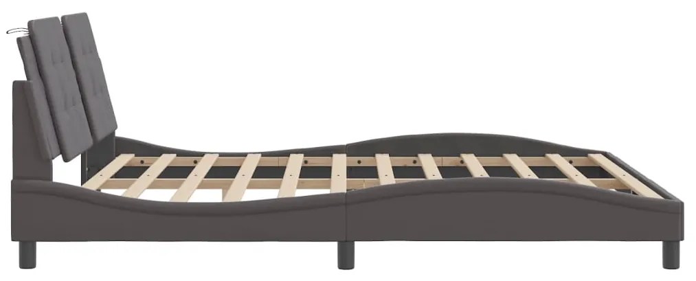 Estrutura cama c/ cabeceira 180x200cm couro artificial cinzento