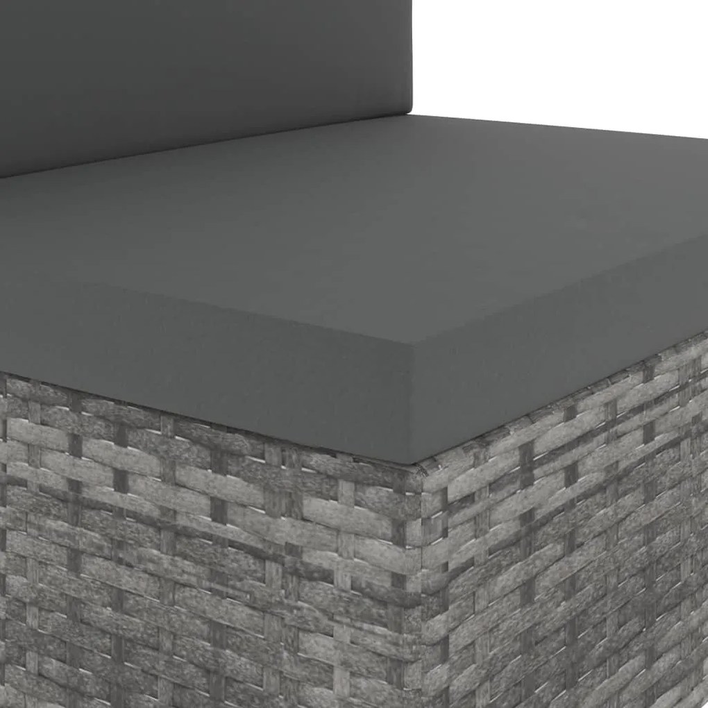 4 pcs conjunto lounge para jardim vime PE cinzento