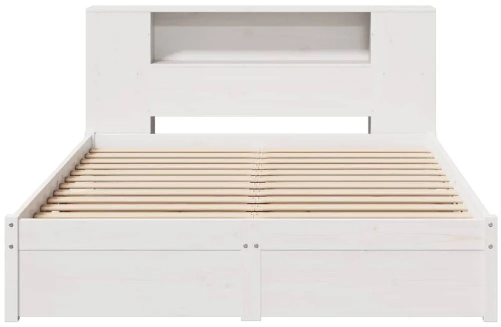 Cama com estante sem colchão 160x200 cm pinho maciço branco