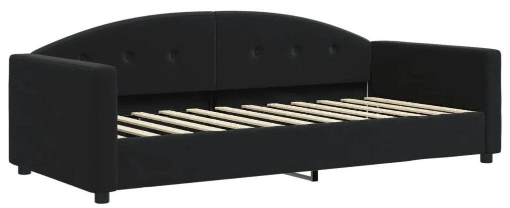 Sofá-cama com gavetão e colchões 90x200 cm veludo preto