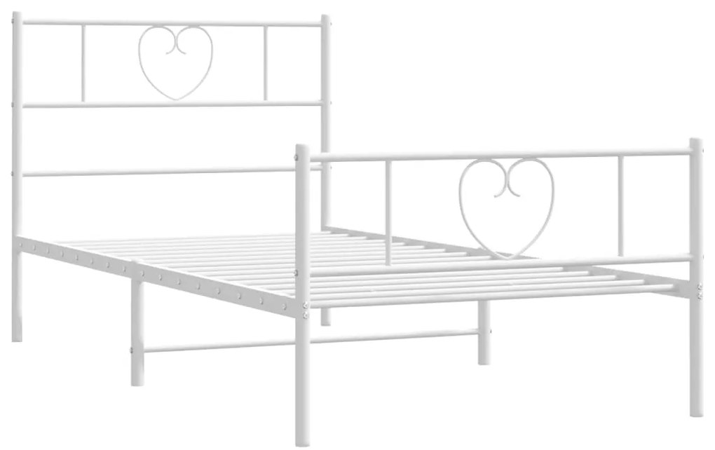 Estrutura de cama com cabeceira e pés 75x190 cm metal branco