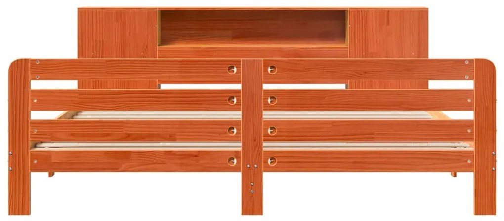 Cama sem colchão 200x200 cm pinho maciço castanho-mel