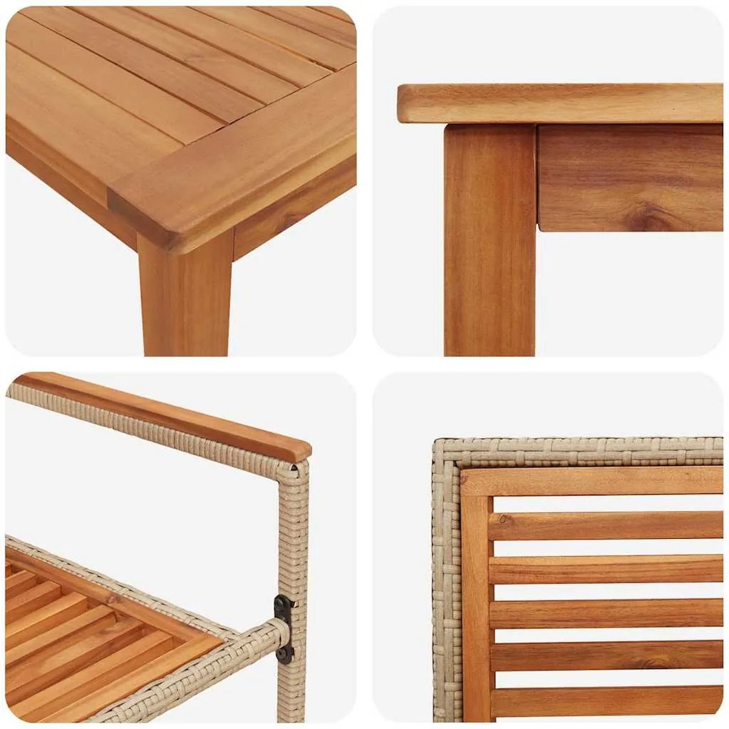 Conjunto de Jantar de Jardim 9 pcs Bege 180 x 90 x 75 cm