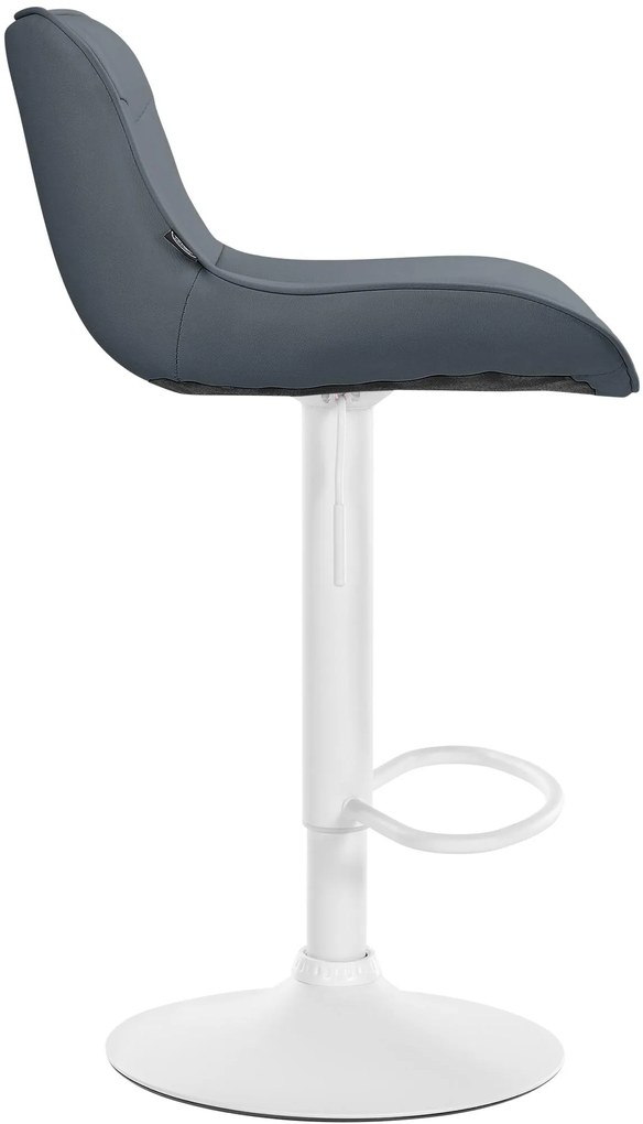 Banco alto em couro sintético com estrutura branca 85-106 x 49 x 51 cm cinzento