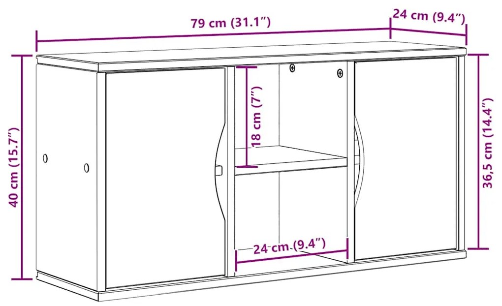 Armário para TV 79x24x40 cm Madeira maciça de pinho Branco