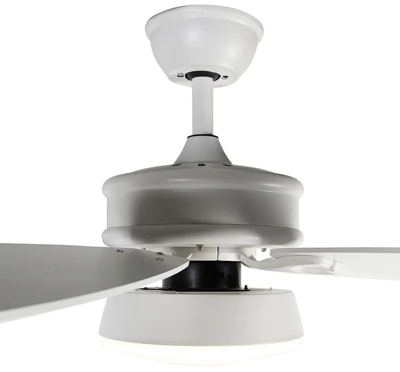 Ventilador de teto de design branco incluindo LED com controle remoto - Malaki Moderno