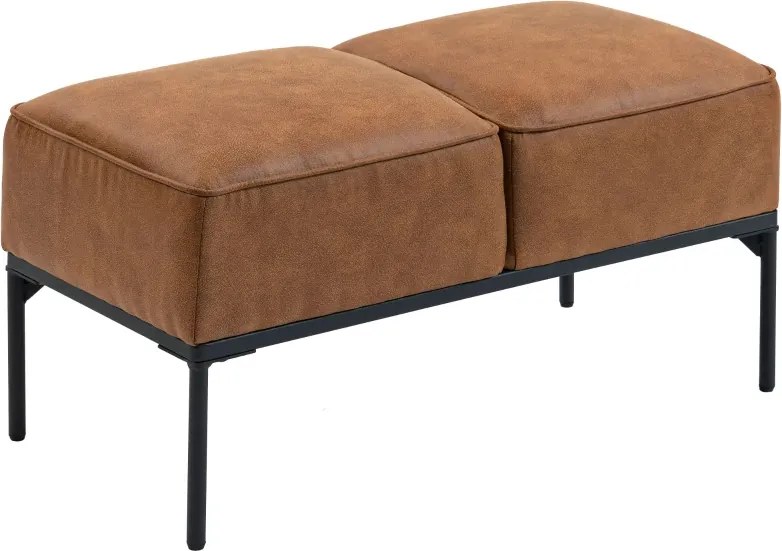 Banco ao Pé da Cama Multifuncional 80x40x46 cm Moderno com Assento Acolchoado Espesso e Pés em Aço PU Castanho