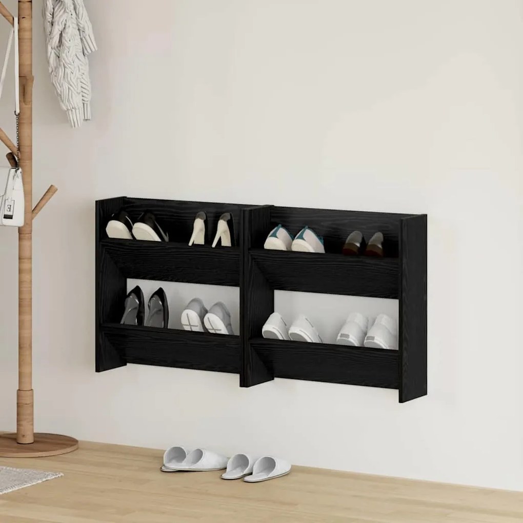 vidaXL Armários para Sapatos de Parede 2 pcs Carvalho preto